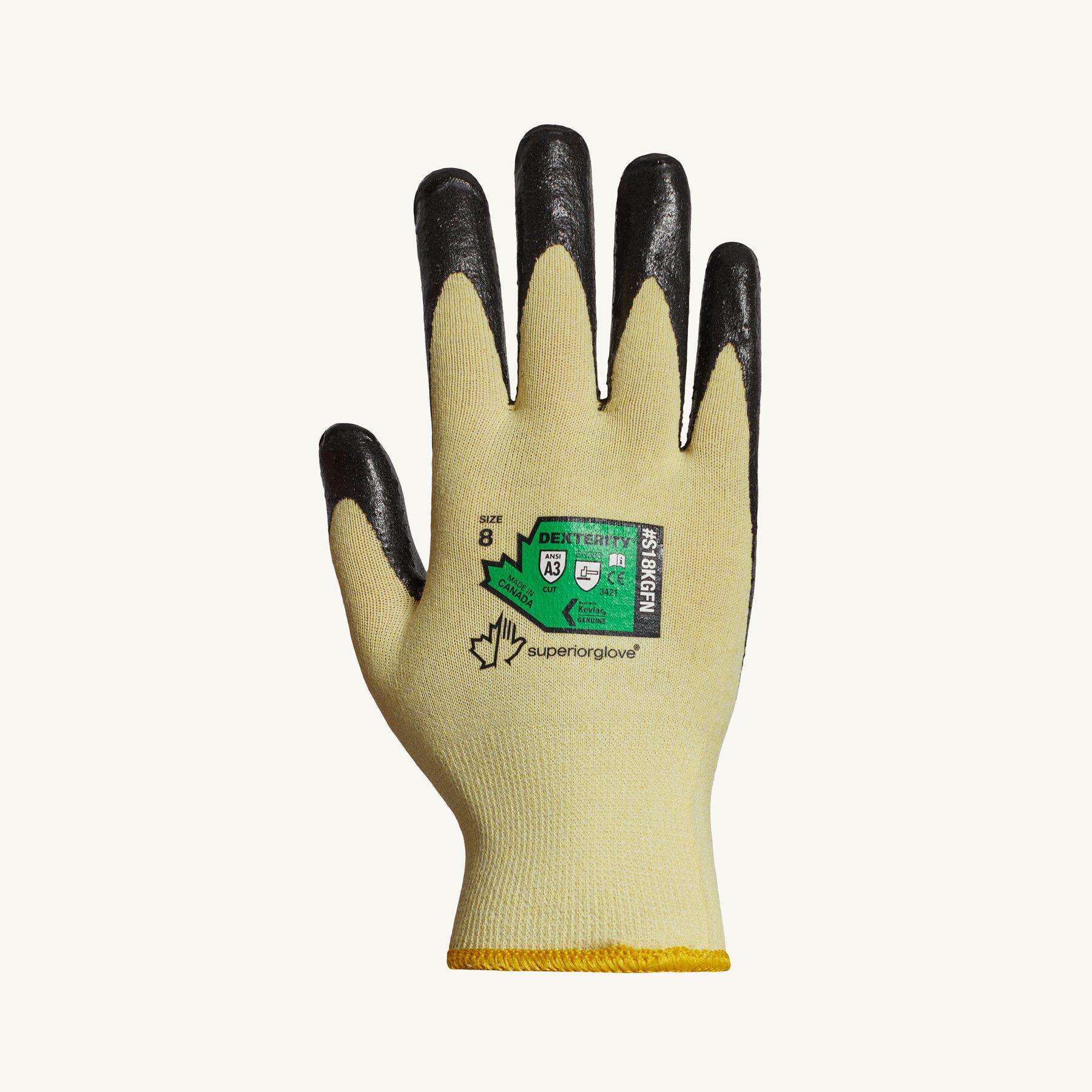 #S18KGFN Superior Glove® Dexterity® Ultrafine 18-Gauge Cut Resistant Work Glove with Foam Nitrile Palm